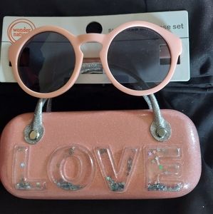 Kids pink sunglasses with case